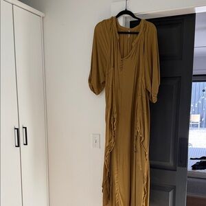 Free People Mustard Ruffled Maxi Dress